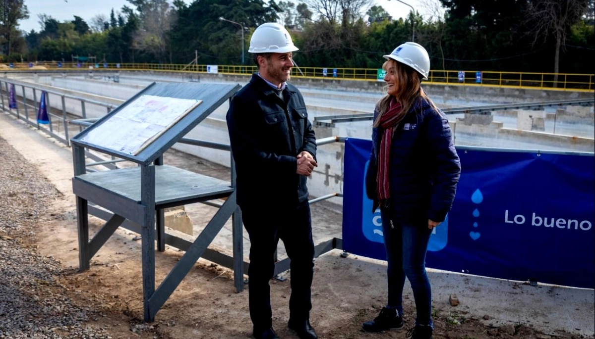 Galmarini y Achaval juntos en la puesta en marcha de la Planta Depuradora Champagnat