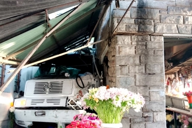 Los precios por los cielos: un camión que transportaba carne chocó una florería del cementerio