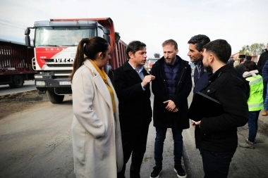Kicillof se mostró con Otermín en Lomas de Zamora: recorrieron las obras de Camino de Cintura