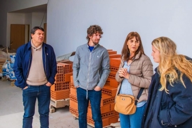 Andreotti y su equipo recorrieron la obra del Polideportivo “Piñeyro” en San Fernando