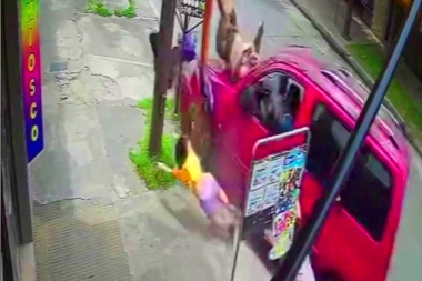 Camioneta sin control atropelló a dos nenas y al padre que voló varios metros e impactó a una palmera