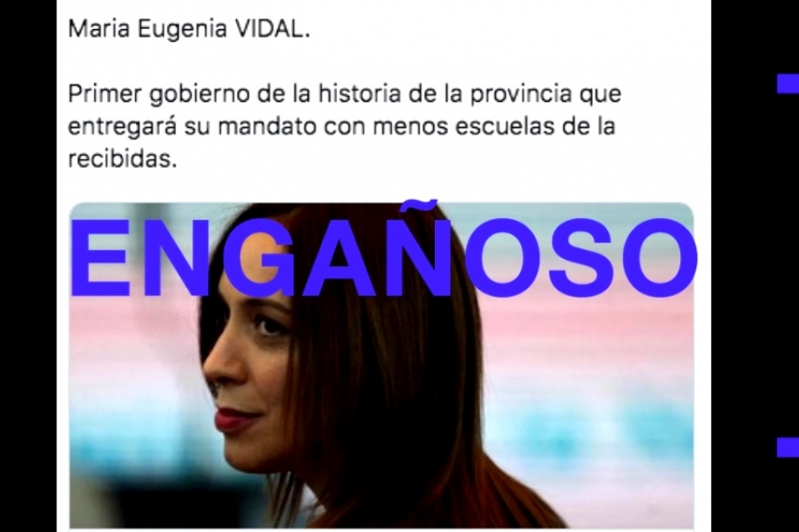 Es engañoso el posteo viral acerca de que Vidal terminará con menos escuelas que las que recibió