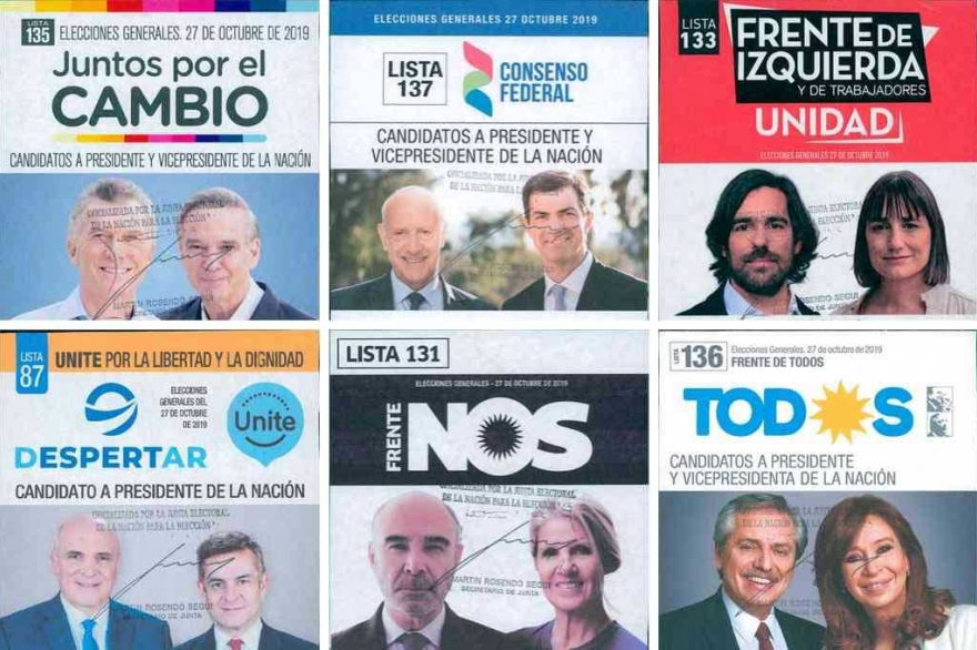 Mirá todas las boletas de los candidatos presidenciales que estarán en el cuarto oscuro