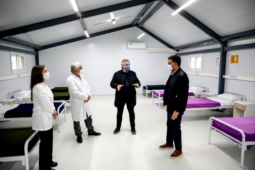 Coronavirus: Alberto visitó un hospital de campaña en Vicente López junto a Jorge Macri
