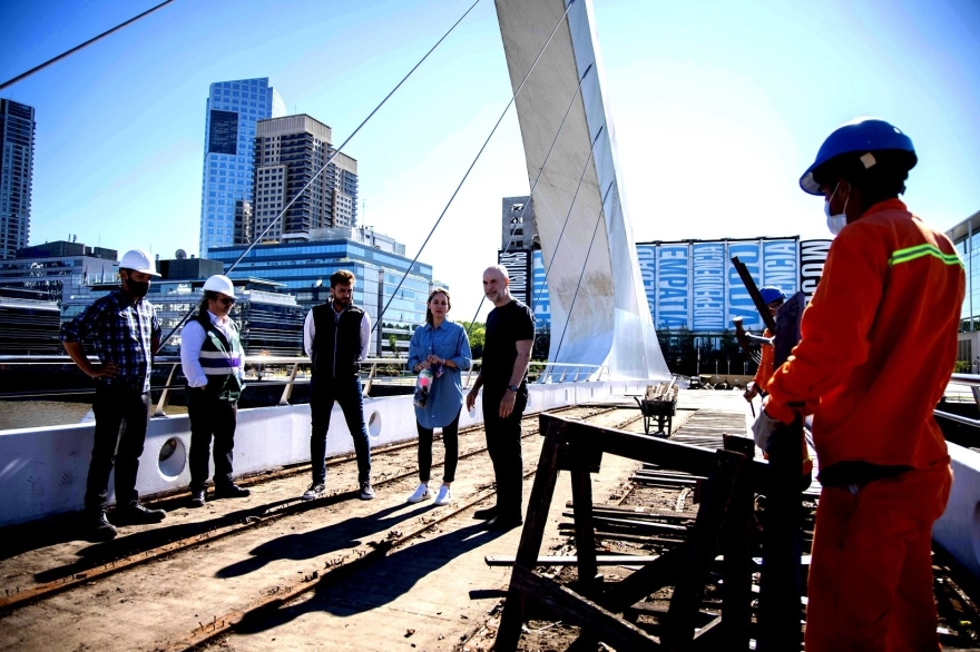 Larreta recorrió la puesta en valor del Puente de la Mujer de Puerto Madero