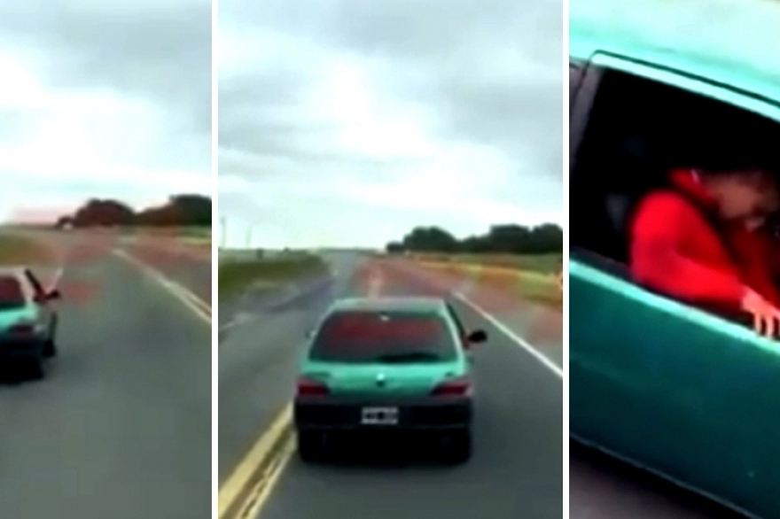 Video: dos policías conducían borrachos y se quedaron dormidos en medio de la Ruta 11