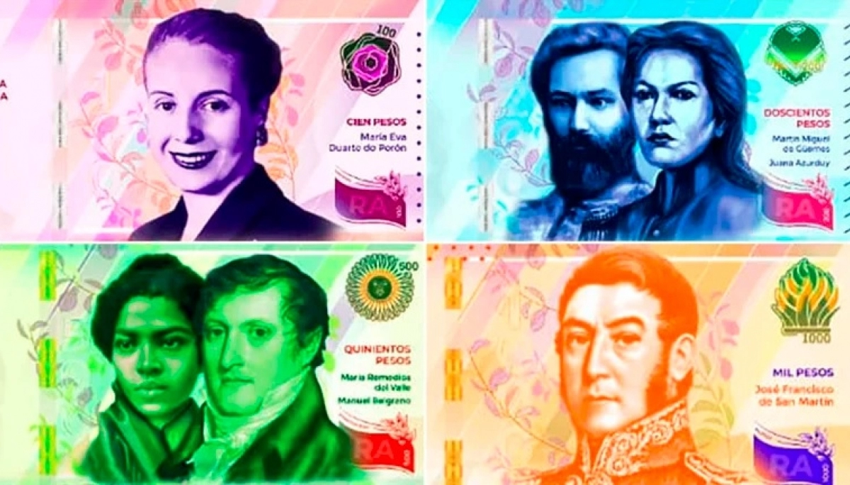 Próceres y heroínas: así son los nuevos billetes de 100, 200, 500, 1.000 pesos