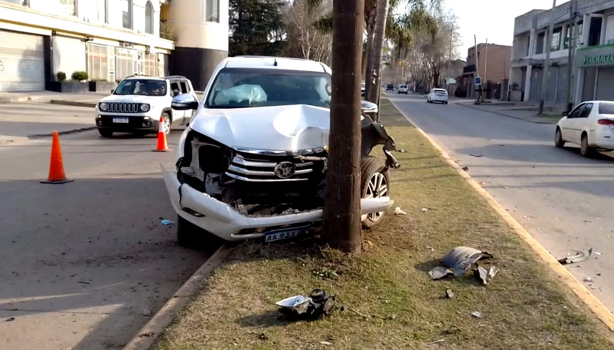 Mientras manejaba golpeaba a su mujer, huyó, chocó una palmera y mordió a una policía