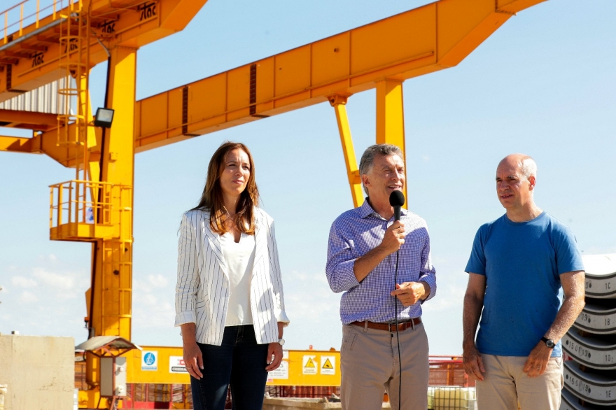 En el día de su cumple, Macri se mostró con Vidal y Larreta: recorrieron obras en Dock Sud