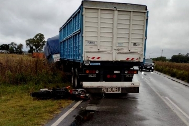 Iba en motocicleta por la ruta, chocó de frente contra un camión y falleció en el acto