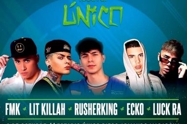 Festival Único: se presentan en La Plata Lit Killah, Rusherking, Ecko, FMK y Luck Ra