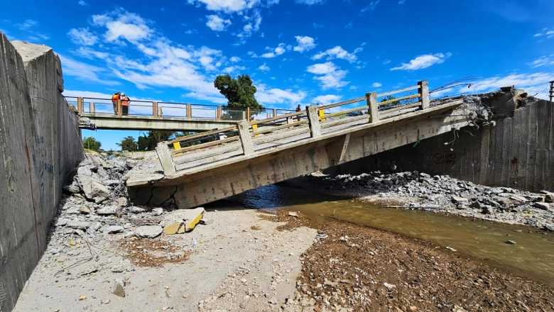 Reconstrucción del Canal Maldonado: comenzó la etapa de demolición del puente de Pampa Central