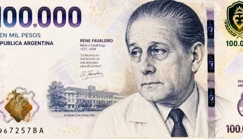 Se filtró un nuevo billete de $100.000 con René Favaloro: qué dijo el Banco Central