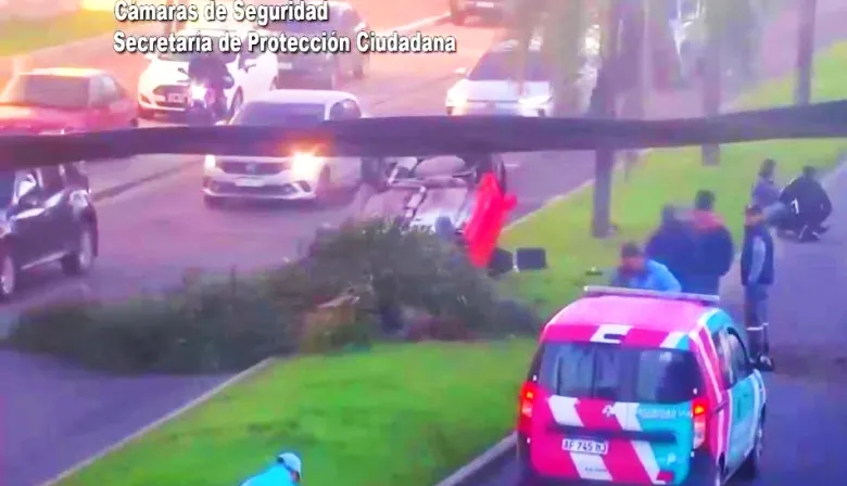 Imprudencia pudo acabar en fatalidad: circulaba a lata velocidad, chocó una palmera y volcó