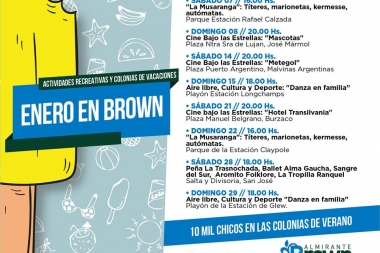 En Brown lanzaron la agenda de espectáculos gratuitos para el mes de enero