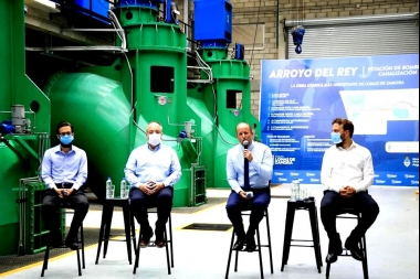 Insaurralde y Alberto presentaron la finalización de una obra hídrica en Lomas de Zamora