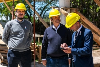 Cascallares y Cuattromo supervisaron la obra de la nueva sucursal del Bapro en Almirante Brown