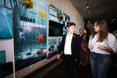 En su visita a Mar del Plata, Kicillof recorrió la muestra “Vidas submarinas: ciencia, arte y soberanía”