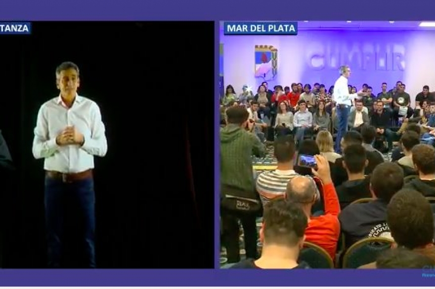 Randazzo el holograma: con innovador formato dio un discurso en dos lugares al mismo tiempo