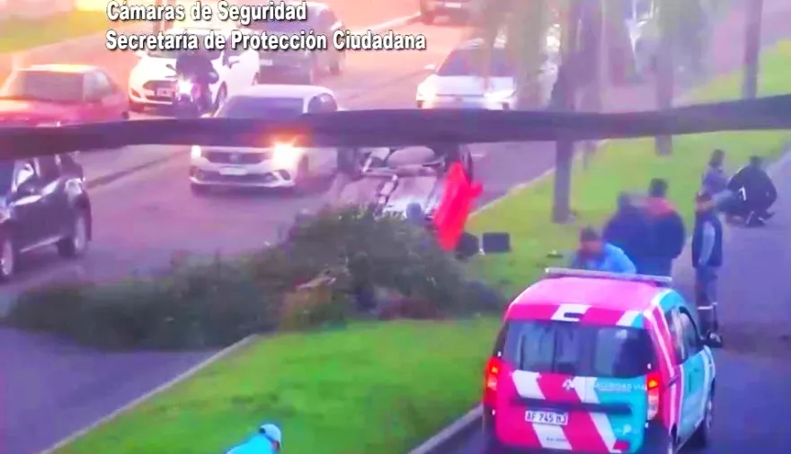 Imprudencia pudo acabar en fatalidad: circulaba a lata velocidad, chocó una palmera y volcó